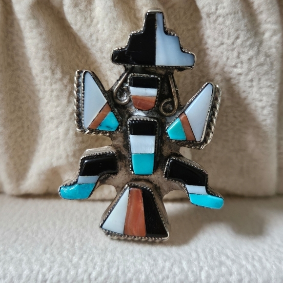 Navajo Jewelry - Vintage Navajo Knifewing Inlay Brooch